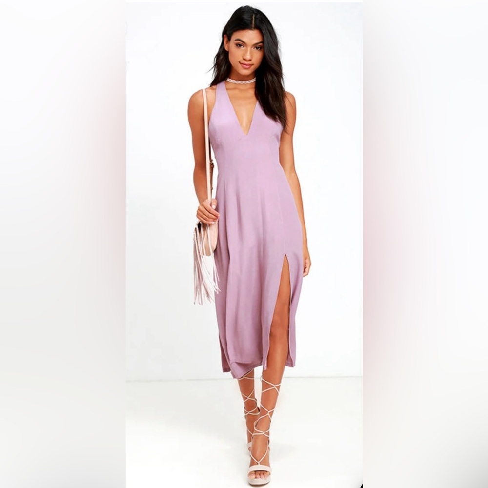 NET Lulus Lush Live in the Moment Mauve Midi Dress Small
